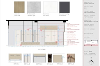 design a modern hardware showroom with detailed interior working drawings