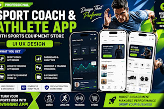 design sport coach athlete app with sports equipment store UI UX