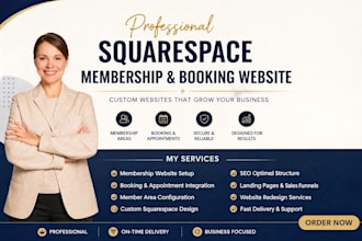 build squarespace membership website, squarespace booking website for business