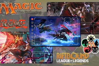 design custom playmats, tcg, yugioh, mtg, tarot, anime and pixel art card design