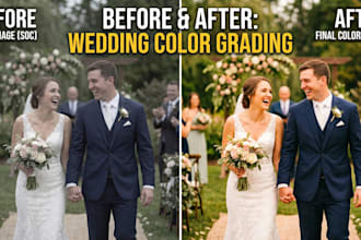 professionally edit and retouch cinematic wedding photos