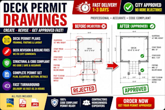 draw deck permit plan revise deck drawings for city approval chief architect