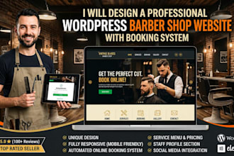 design a wordpress barber shop website with booking system