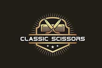 design salon barber hair cutting logo