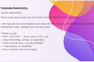do fast accurate data entry excel typing and pdf to excel