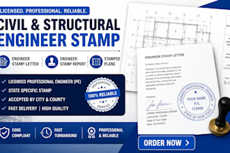 civil and structural engineer stamp letter, engineer stamp report, stamped plan