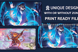 design custom tcg game mats, pokemon, yugioh, digimon and mtg lorcana game board