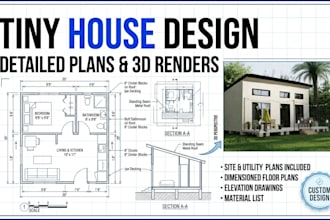 design modern tiny house floor plans and realistic 3d renders