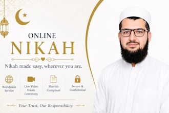 help in sharia compliant online marriage as imam of online nikah with witnesses