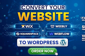 clone website webflow, wix, weebly and squarespace to wordpress website