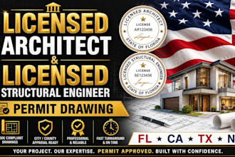 licensed architect licensed structural engineer stamp permit drawing fl ca tx ny