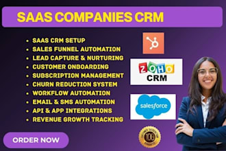 setup saas companies crm via hubspot salesorce gohighlevel zoho pipedrive monday