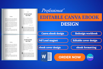 design editable canva ebook, PDF lead magnet ebook cover redesign  workbook pdfs