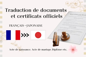 translate french official documents and certificates into japanese