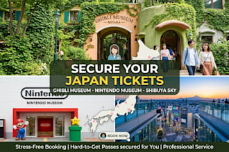 book ghibli museum, nintendo museum, and shibuya sky tickets
