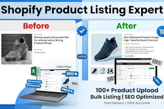 shopify product listing and data entry