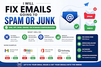 fix emails going to spam or junk dns, spf, dkim, dmarc or domain configuration