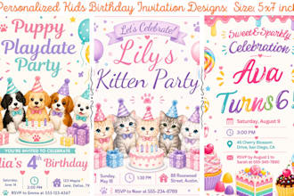design personalized kids birthday party invitation for girl or boy
