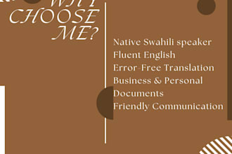 professionally translate english to swahili and swahili to english