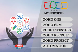 setup zoho CRM, zoho inventory, zoho recruit and automation