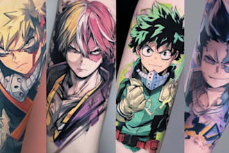 make anime, manga tattoo design for you