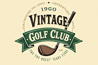 design a unique golf club vintage logo for your brand