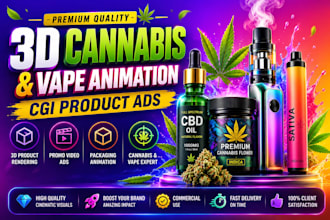 create 3d cannabis animation, vape animation and cgi product ads