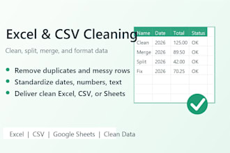 clean, split, merge, or format your excel and CSV file