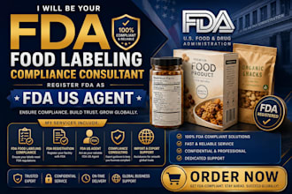 be your fda food labeling compliance consultant, register fda as us agent