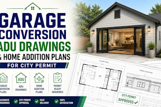 do garage conversion plans, adu drawings and home addition plans for city permit