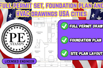 create full permit set, foundation plan and hvac drawings USA cities