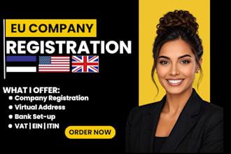estonia eresidency company registration, vat, US llc UK ltd for non resident