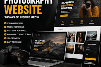 design a professional pixieset photography website with booking and portfolio