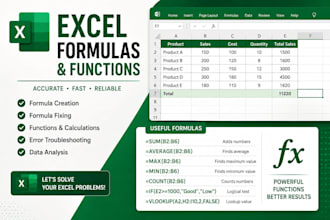 create excel formulas, pivot tables and reports