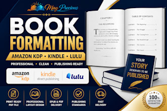 do amazon KDP formatting kindle formatting, lulu, ingramspark book layout design