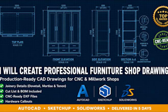 draft millwork, cabinet and joinery shop drawings for manufacturing