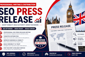 write and distribute SEO press release for business startup and brand