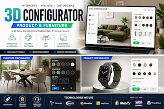do 3d furniture design, 3d configurator, glb and usdz model