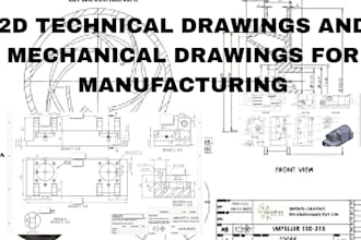 create 2d technical drawings and mechanical drawings for manufacturing