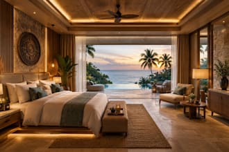 render luxury resort villa hotel spa interior visualization
