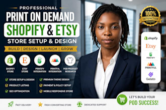 do print on demand store shopify pod store design etsy store printify