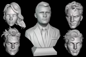 sculpt realistic 3d head model 3d printable character 2d to 3d for 3d printing