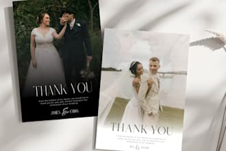 a custom and elegant wedding thank you card