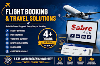 do flight reservation, ticket booking, and visa processing