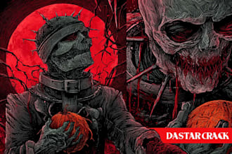 draw dark art illustration with engraving style