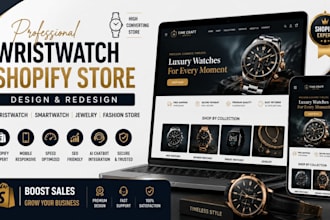 design a wristwatch shopify store, watch website, and jewelry store