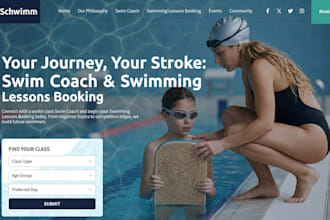 design wix swim coach website swimming lessons booking website