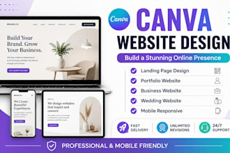 design canva website, landing page, portfolio, wedding website, redesign canva