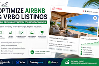 optimize airbnb listing, vrbo listing, pricing and SEO for more bookings