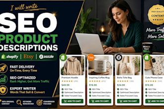 write optimized shopify, etsy, zazzle seo product description that convert sales